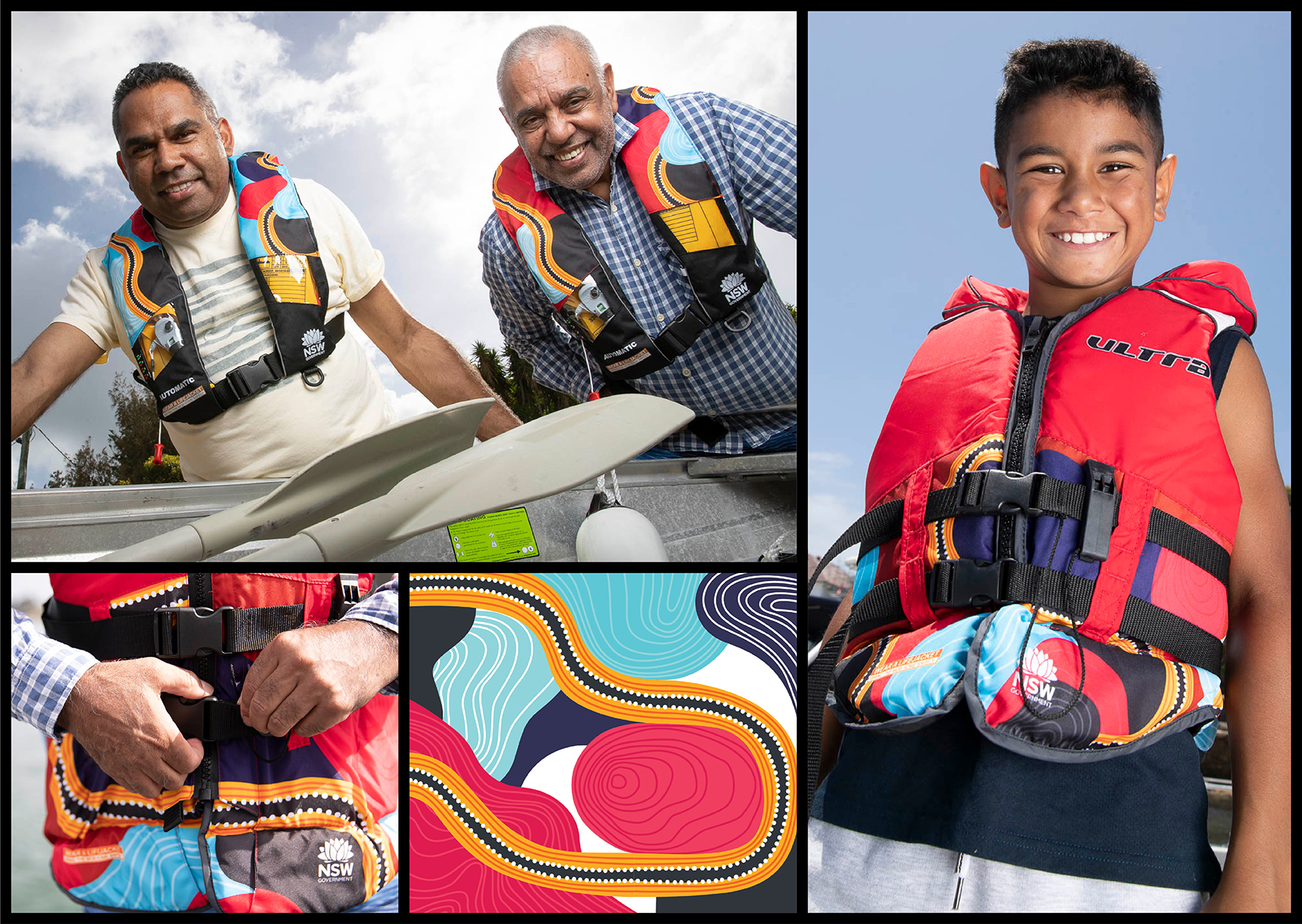 Gilimbaa Transport for NSW Maritime lifejacket graphic design